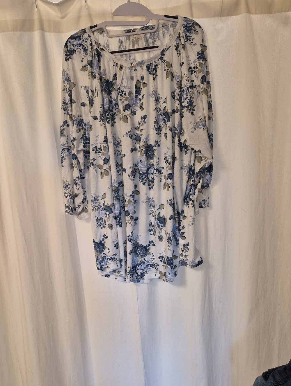 Lucky Brand White Tunic with Blue Floral Print